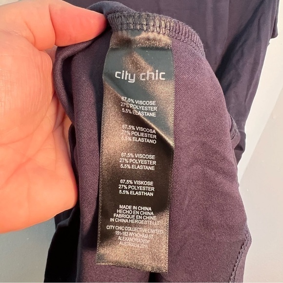 City Chic Aubree Frill Shoulder Dress Navy Blue - Picture 11 of 11